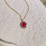 Burma (Myanmar) Natural Ruby Diamond Necklace D1.06 d0.40ct 18K Glod